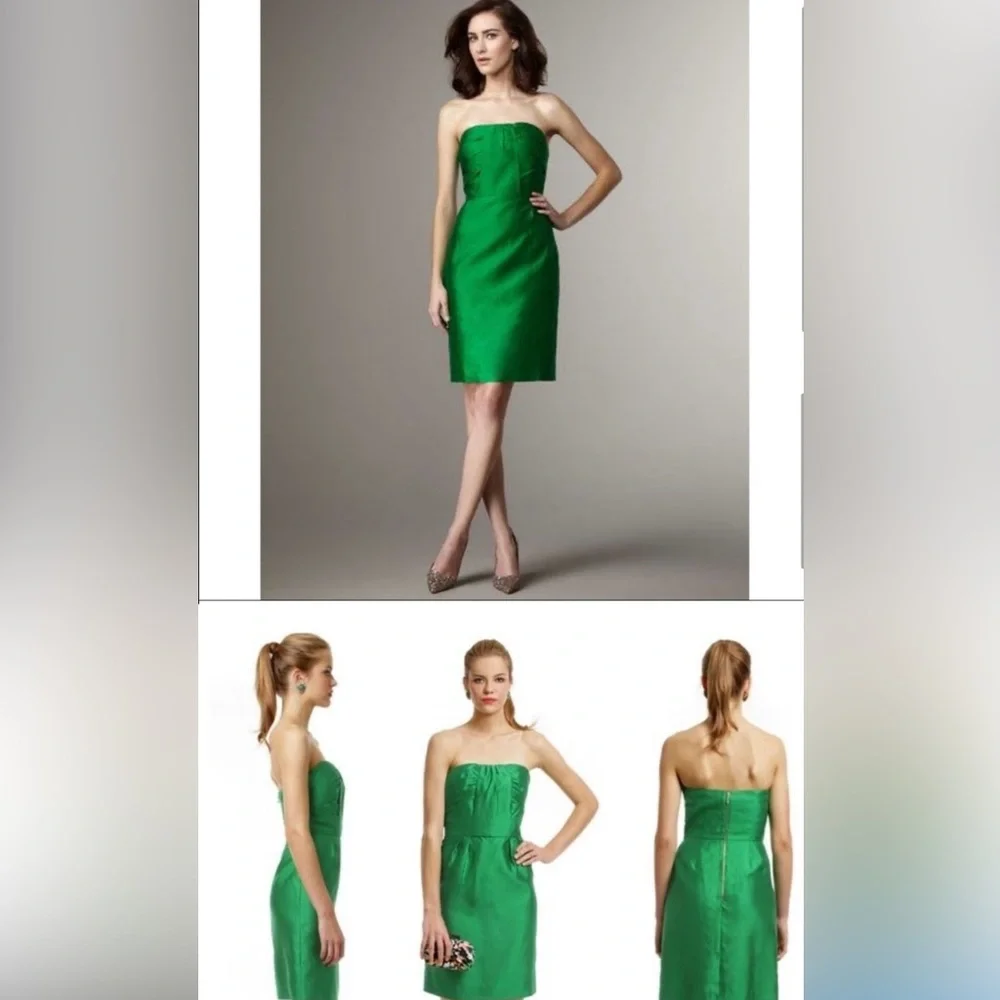 Kate Spade Darcie Strapless Green Cocktail Dress Size 0 Emerald Fit & Flare